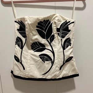 White House Black Market tube top, floral white and black